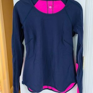 Reversible navy and hot pink LuluLemon long sleeve. Size 4